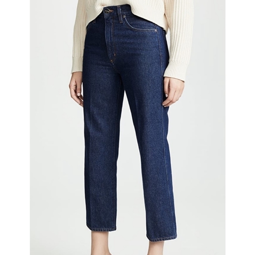 New Goldsign The Cropped A Jean High Rise Burn Denim Jeans NWT Size 28